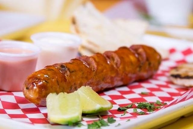 Chorizo with Arepa.